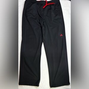 Adidas XL men’s pants, black poly with red accents and comfy stretch waist